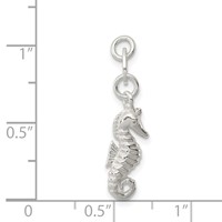 Sterling Silver Polished and Textured Seahorse Charm view 3