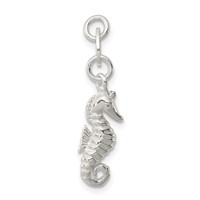 Sterling Silver Polished and Textured Seahorse Charm view 1