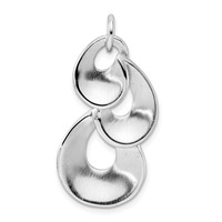 Sterling Silver Rhodium-plated Polished Textured Loops Abstract Pendant view 3