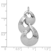 Sterling Silver Rhodium-plated Polished Textured Loops Abstract Pendant view 4
