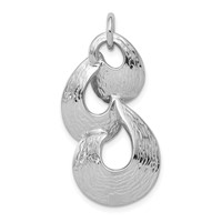 Sterling Silver Rhodium-plated Polished Textured Loops Abstract Pendant view 1