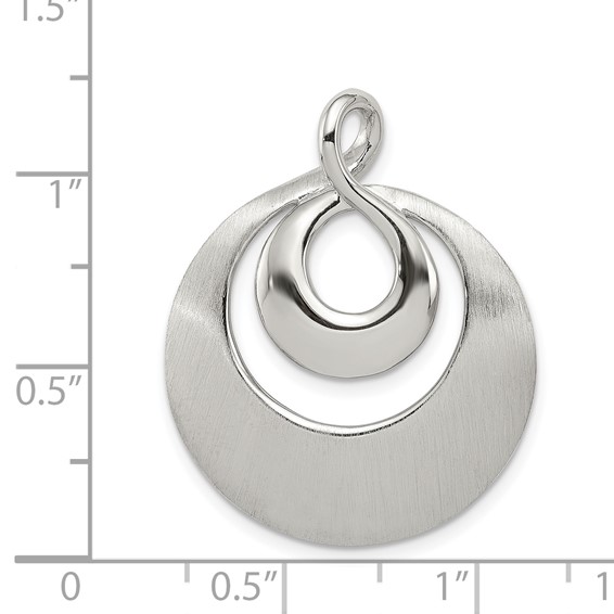 Sterling Silver Rhod-pltd Polished/Satin Infinity Swirl Chain Slide Pendant