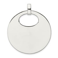 Sterling Silver Polished Disc Pendant with Oval Cut-out view 1