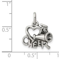 Sterling Silver Polished Antiqued I Love Cheer Pendant view 3