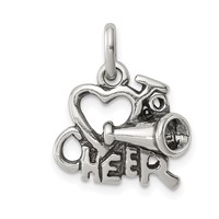 Sterling Silver Polished Antiqued I Love Cheer Pendant view 1