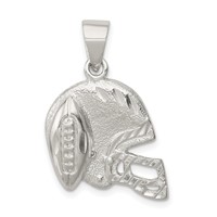 Sterling Silver Polished Football & Helmet Pendant view 1