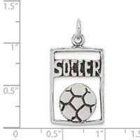 Sterling Silver Antiqued Soccer Rectangle Pendant view 3
