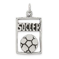 Sterling Silver Antiqued Soccer Rectangle Pendant view 1