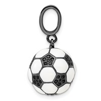 Sterling Silver Rhodium-plated & CZ 3D Soccer Ball Pendant view 2