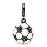 Sterling Silver Rhodium-plated & CZ 3D Soccer Ball Pendant view 3