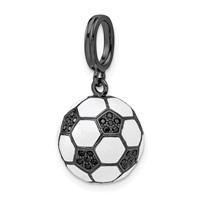 Sterling Silver Rhodium-plated & CZ 3D Soccer Ball Pendant view 4