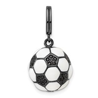 Sterling Silver Rhodium-plated & CZ 3D Soccer Ball Pendant view 1