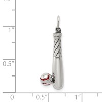 Sterling Silver Polished and Antiqued Enamel Bat and Ball Charm view 3