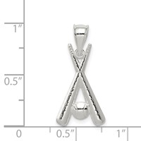 Sterling Silver Polished Bats and Baseball Pendant view 3