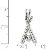 Sterling Silver Antiqued Bats and Baseball Pendant view 3