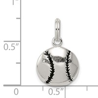 Sterling Silver Polished Enamel Baseball Pendant view 3