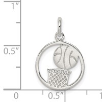 Sterling Silver Polished Basketball Pendant view 3