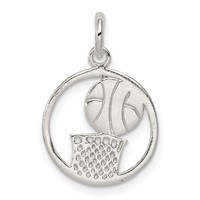 Sterling Silver Polished Basketball Pendant view 1