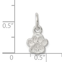 Sterling Silver Polished and Textured Paw Print Charm view 3