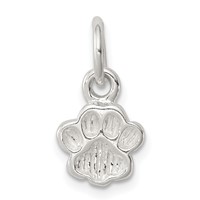 Sterling Silver Polished and Textured Paw Print Charm view 1