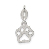 Sterling Silver Polished Paw Print Charm view 4