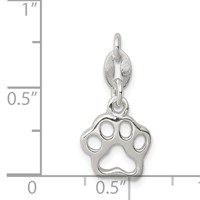 Sterling Silver Polished Paw Print Charm view 3