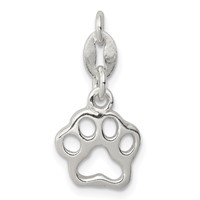 Sterling Silver Polished Paw Print Charm view 1