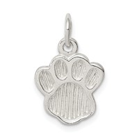 Sterling Silver Polished and Textured Paw Print Charm view 4
