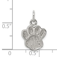 Sterling Silver Polished and Textured Paw Print Charm view 3