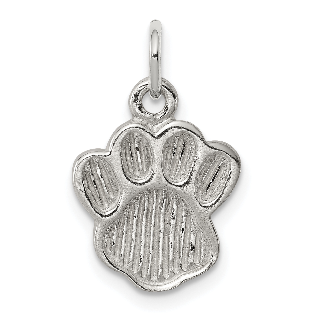 Sterling Silver Polished and Textured Paw Print Charm QC8875 eBay