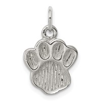 Sterling Silver Polished and Textured Paw Print Charm view 1