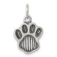 Sterling Silver Polished and Antiqued Paw Pendant view 1