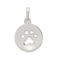 Sterling Silver Polished Paw Print Pendant view 4