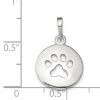 Sterling Silver Polished Paw Print Pendant view 3