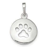 Sterling Silver Polished Paw Print Pendant view 1
