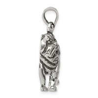 Sterling Silver Antiqued Bulldog Pendant view 2