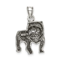 Sterling Silver Antiqued Bulldog Pendant view 4