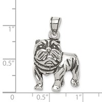 Sterling Silver Antiqued Bulldog Pendant view 3
