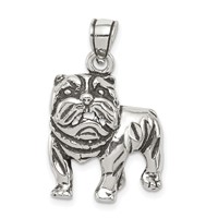 Sterling Silver Antiqued Bulldog Pendant view 1