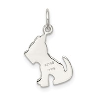 Sterling Silver Polished and Textured Dog Pendant view 4