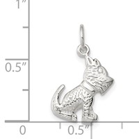Sterling Silver Polished and Textured Dog Pendant view 3