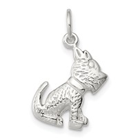 Sterling Silver Polished and Textured Dog Pendant view 1
