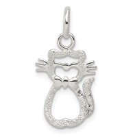 Sterling Silver Polished Cat Charm view 1