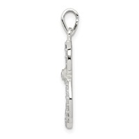 Sterling Silver Polished CZ Cat Pendant view 2