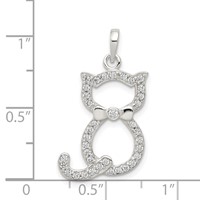 Sterling Silver Polished CZ Cat Pendant view 3