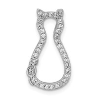 Sterling Silver Polished CZ Cat Chain Slide view 1