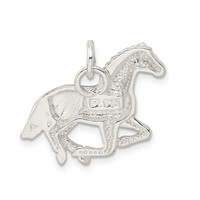 Sterling Silver Polished & Textured Horse Pendant view 4