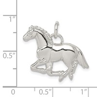 Sterling Silver Polished & Textured Horse Pendant view 3
