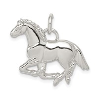 Sterling Silver Polished & Textured Horse Pendant view 1