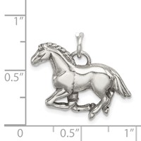Sterling Silver Antiqued Textured Running Horse Pendant view 3